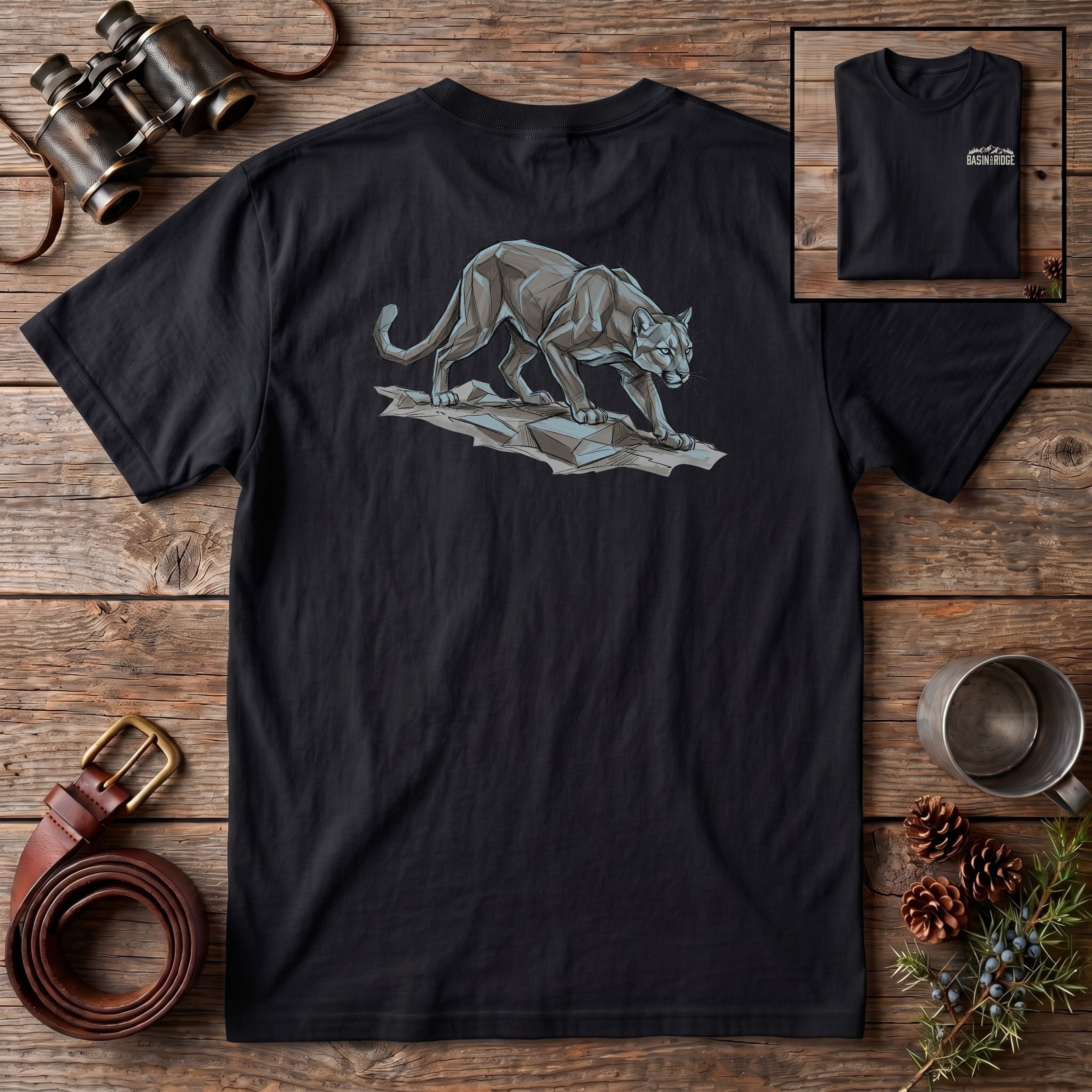 Geometric Mountain Lion T-Shirt