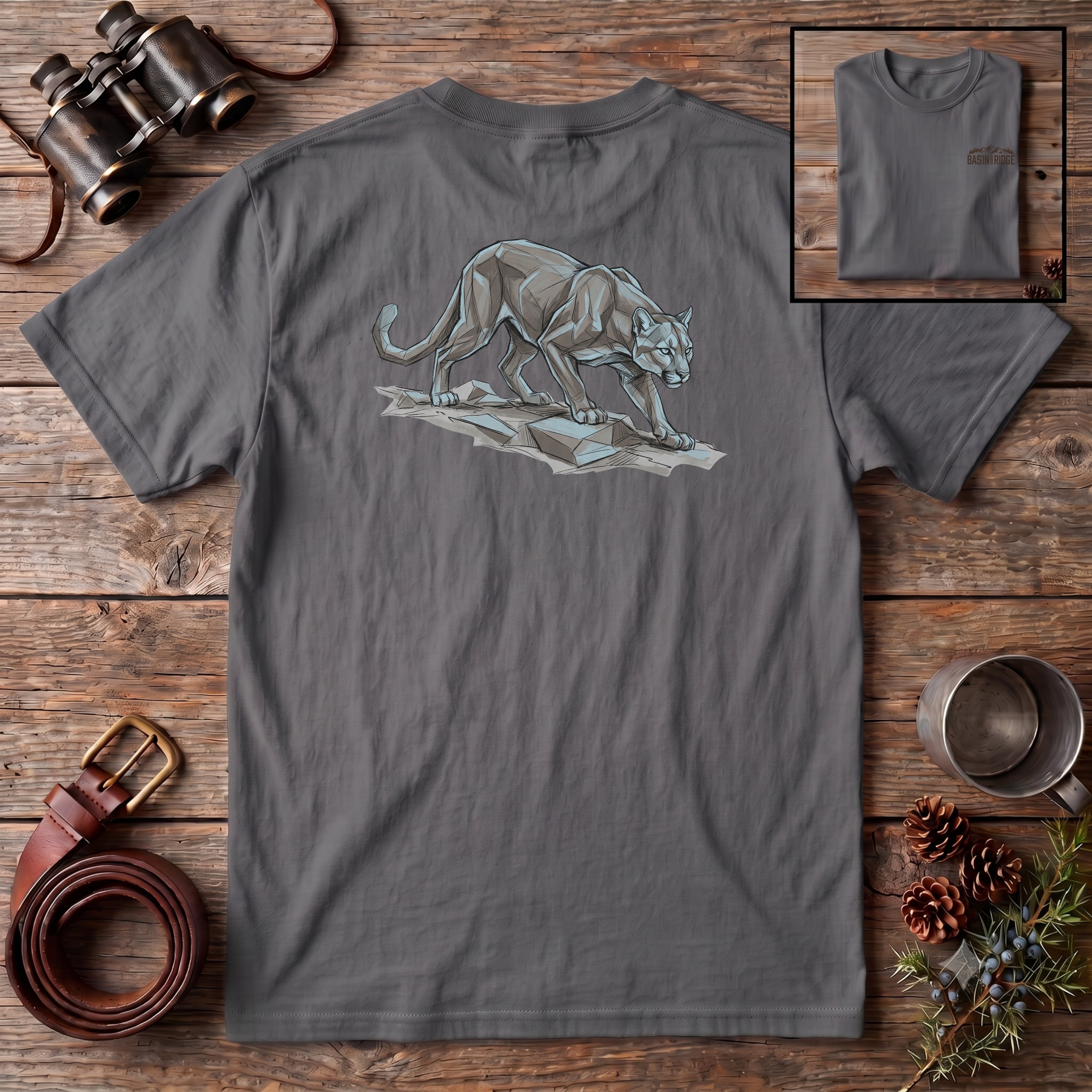 Geometric Mountain Lion T-Shirt
