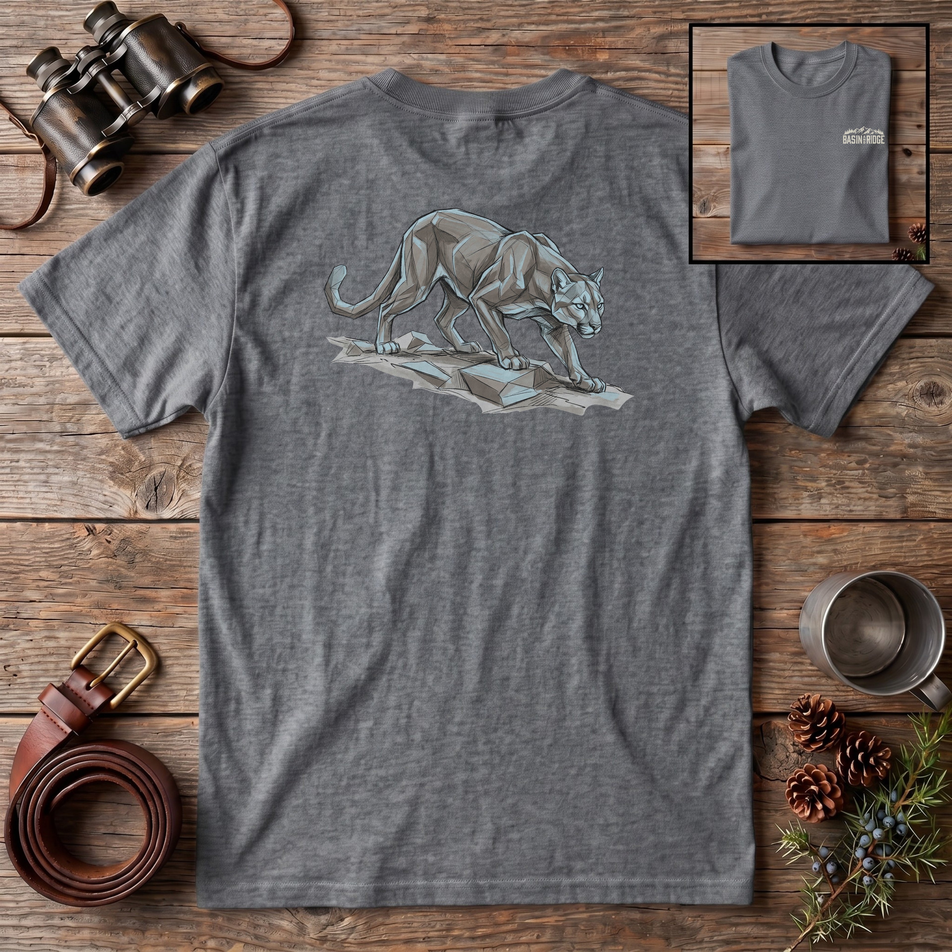 Geometric Mountain Lion T-Shirt