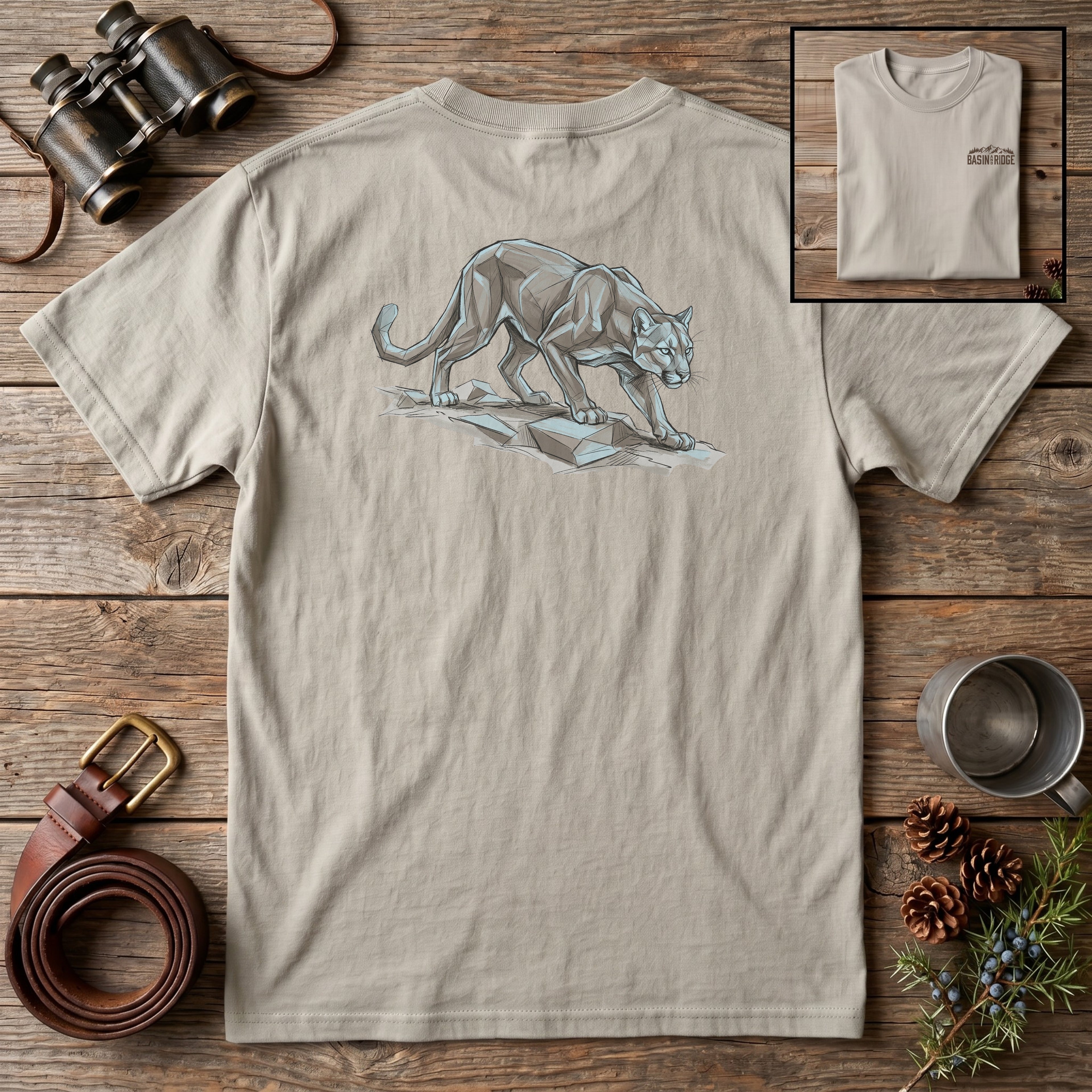 Geometric Mountain Lion T-Shirt