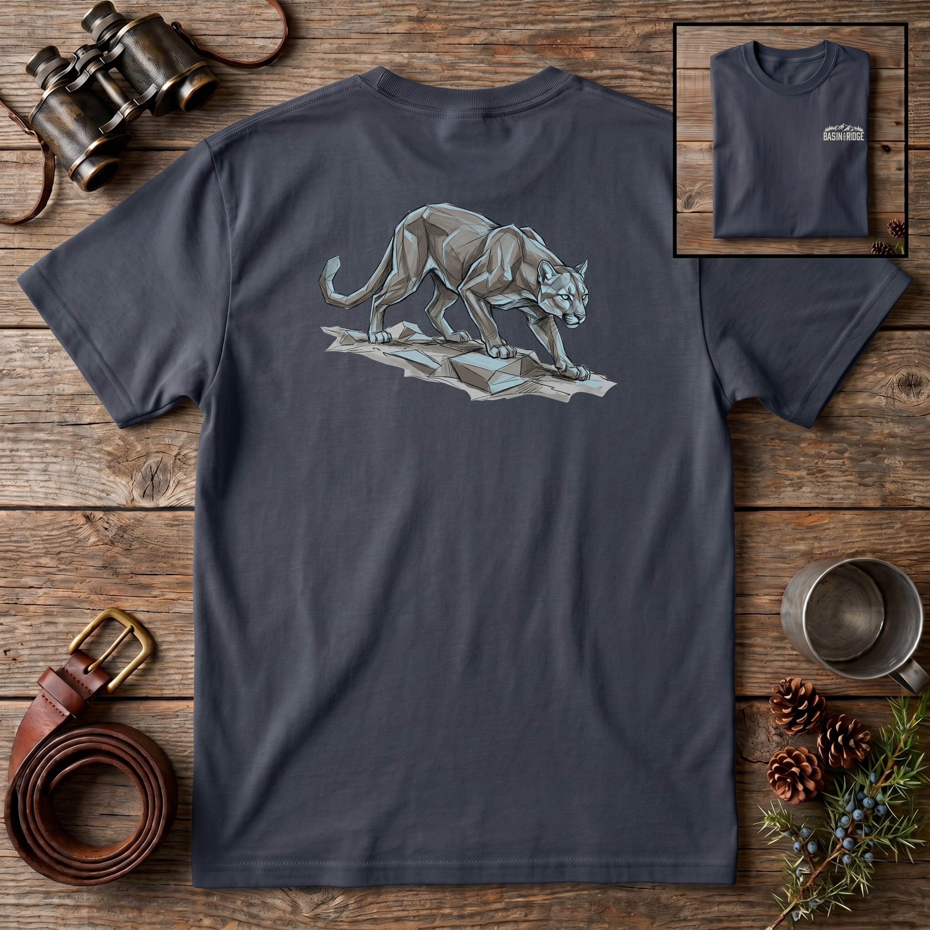 Geometric Mountain Lion T-Shirt